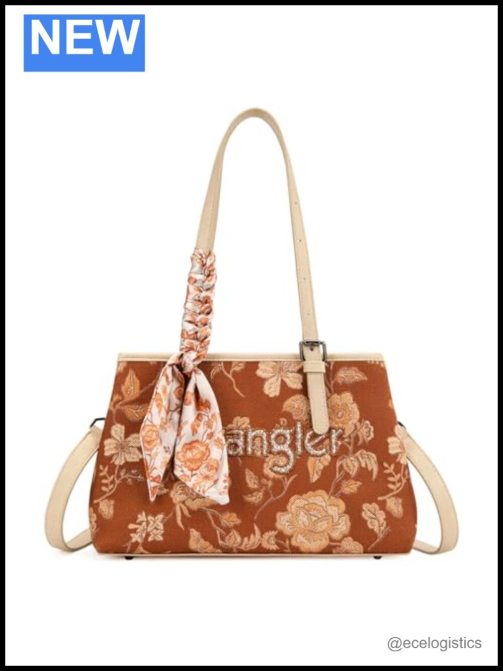 Vintage Floral Embroidered Satchel Purse with Detachable Crossbody Strap
